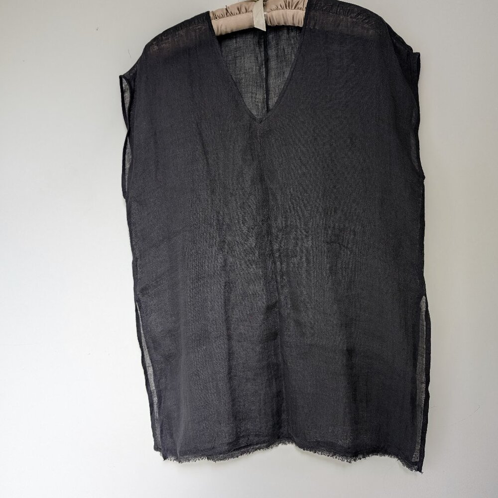 NWOT Eileen Fisher Sheer Black Linen Tunic, Large to X-Large